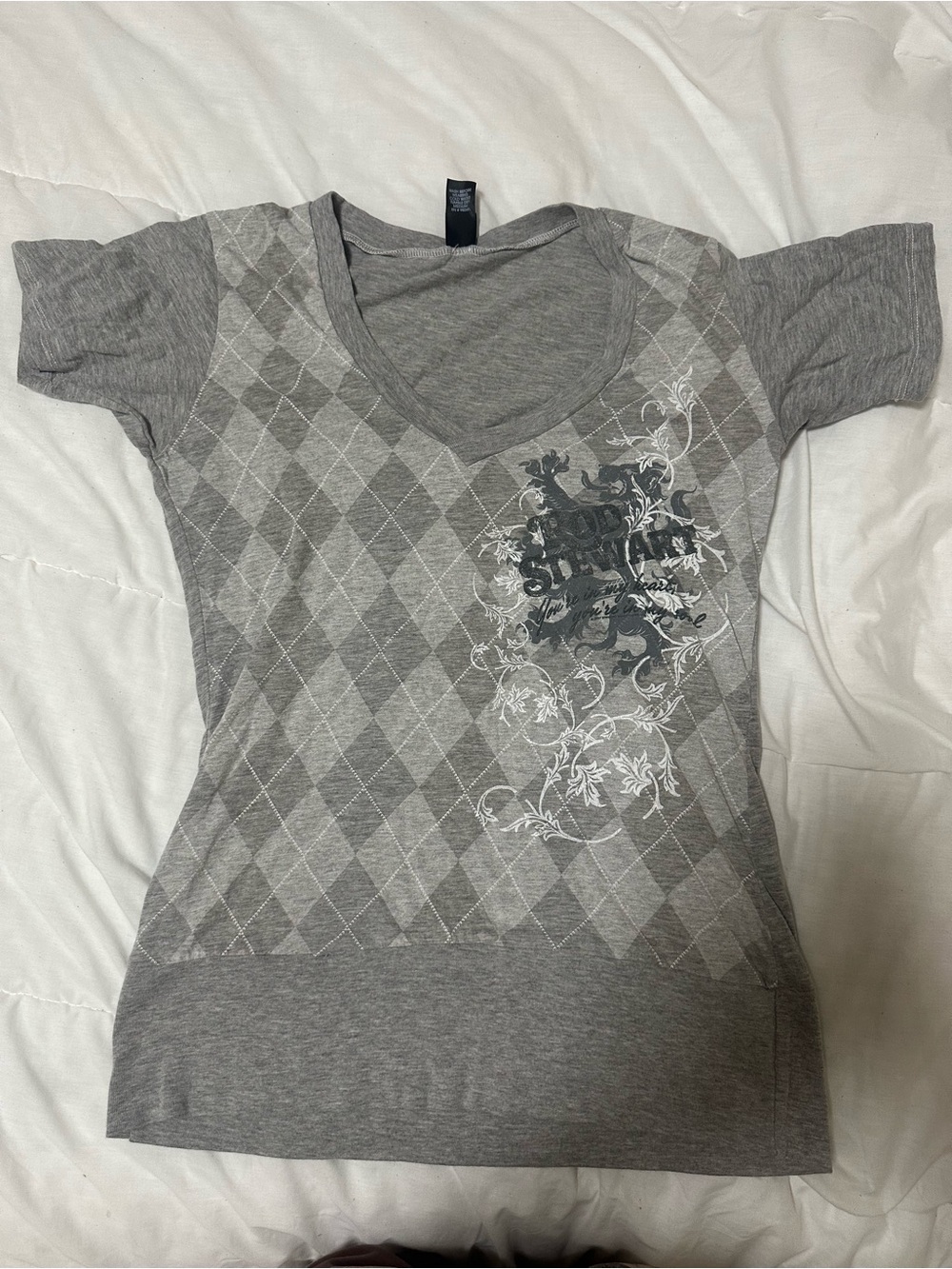 Alternative Heather Gray V-Neck Graphic Tee